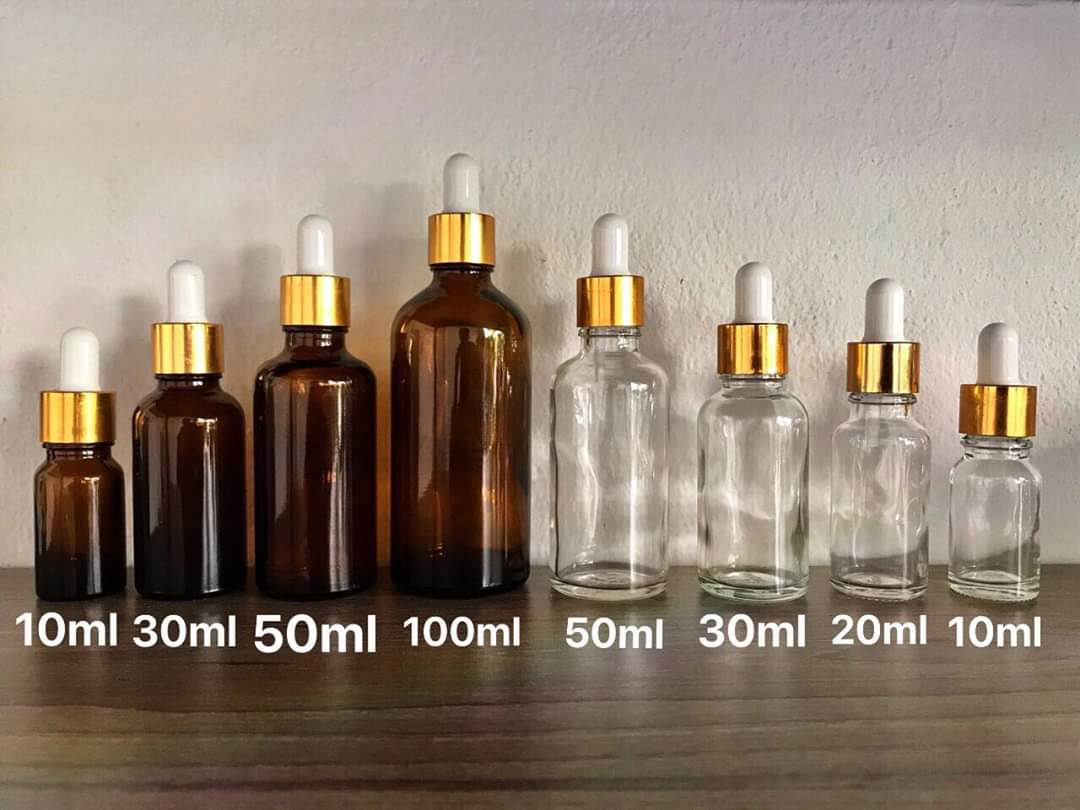 Chai chiết tinh dầu nắp bóp giọt - Chai Serum màu trắng trong / màu nâu / màu xanh Lọ Chiết Serum 🏵️ Lọ Chiết Mỹ Phẩm Thủy Tinh Nắp Bóp Nhỏ Giọt Khoen Vàng ML Dùng Đựng Tinh Dầu Serum