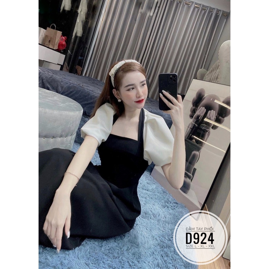ĐẦM BIG SIZE MIDI PHỐI MÀU ĐEN TRẮNG