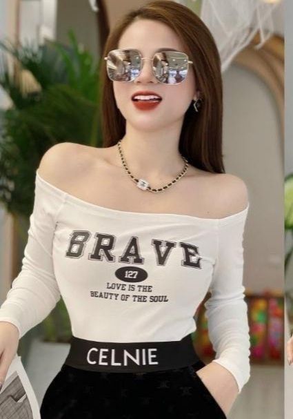Áo bet vai dài tay hai màu đen trắng brave, chất vải borip