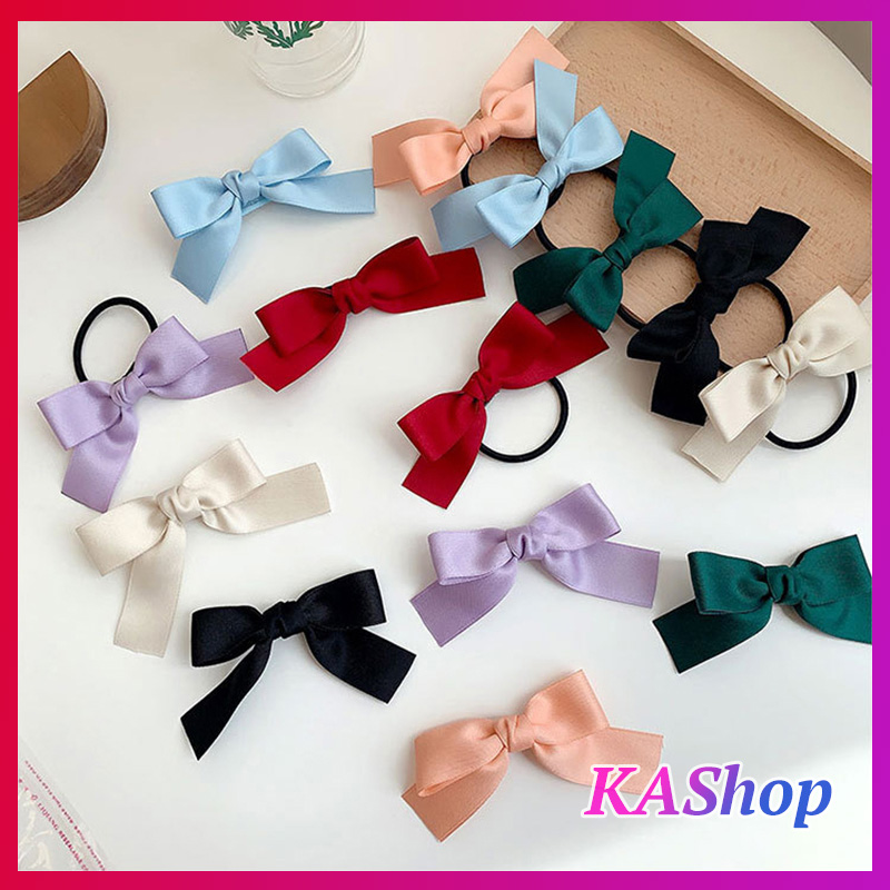 [HCM]Dây cột tóc satin nơ nhỏ dễ thương - Chun buộc tóc nơ - KAShop