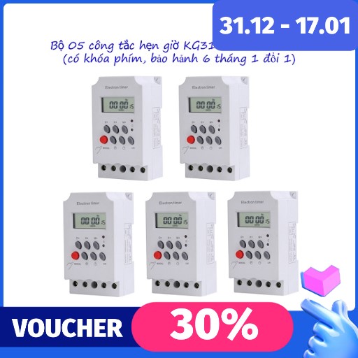 Conmbo 5 công tắc hẹn giờ KG316 T-II, công suất 25A, timer hẹn giờ điện tử, bộ hẹn giờ tự động, công tắc điện hẹn giờ