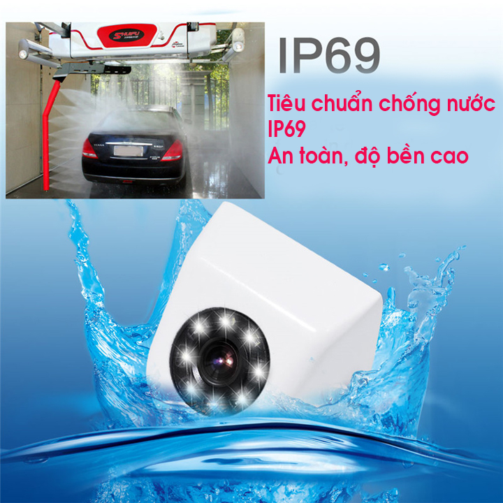 Camera lùi ô tô chống nước 8 Led màu bạc