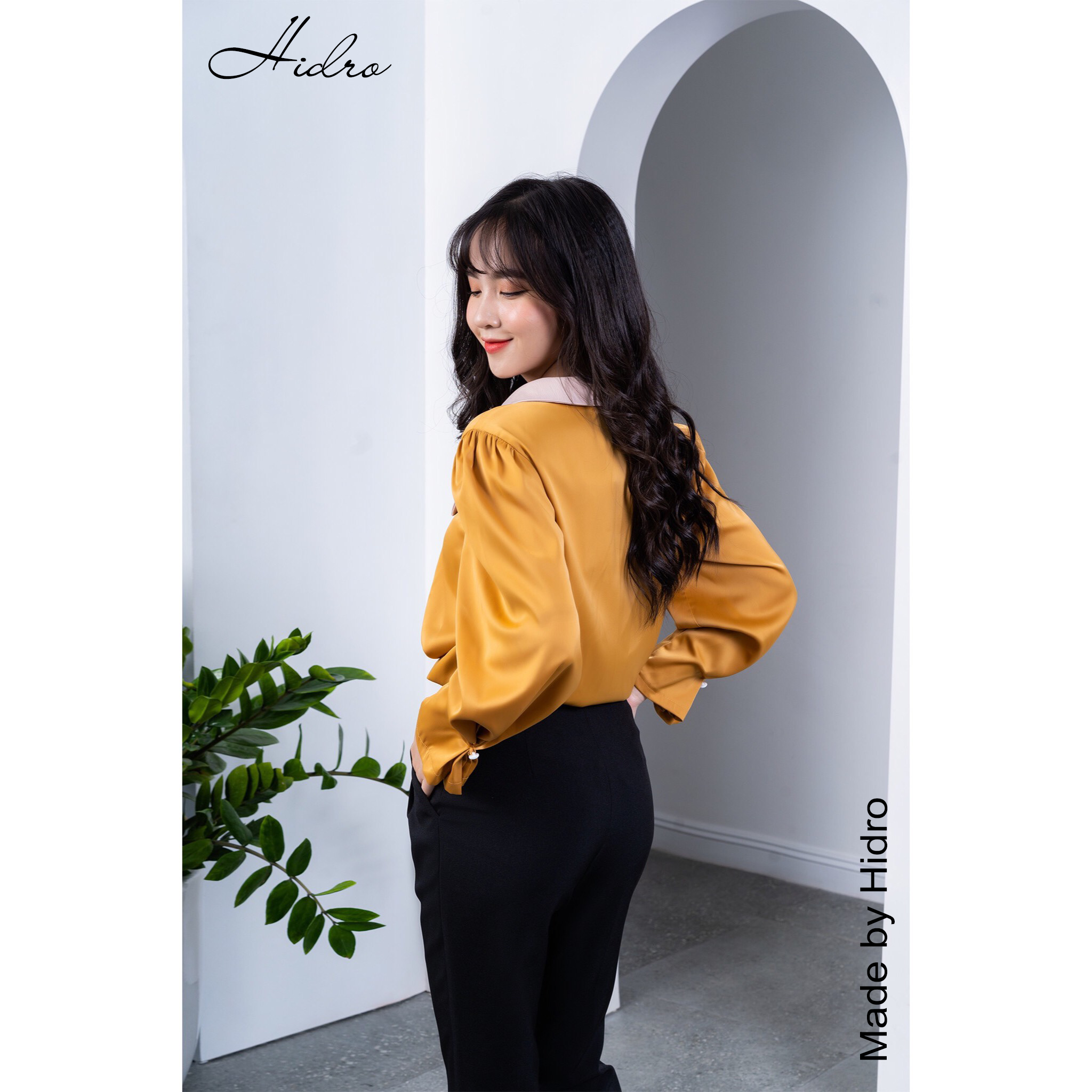 HIDRO Set áo lụa gân vàng mix quần baggy