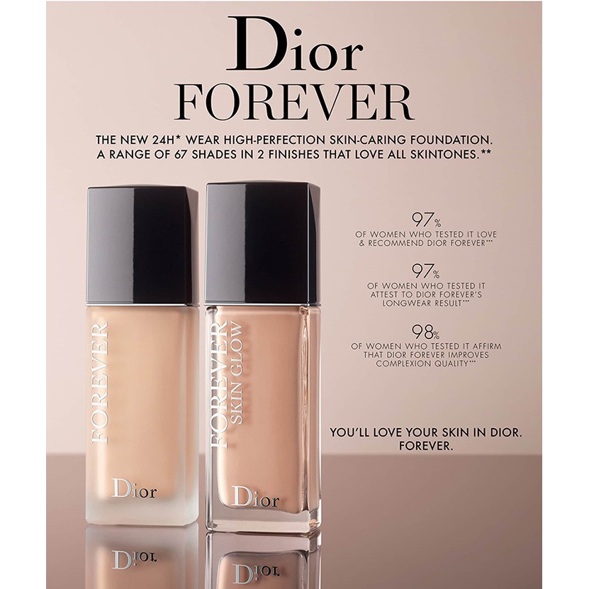 Kem nền Dior Forever Skin Glow 24h bền màu che phủ tốt và căng mịn 5ml  new