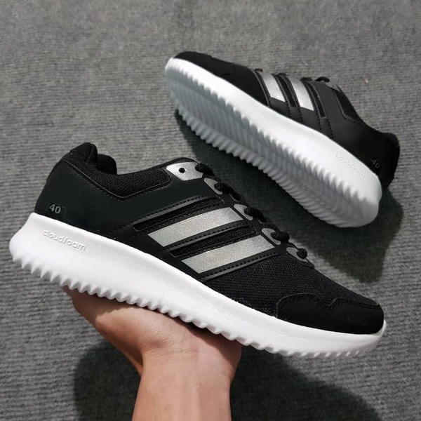 Giày thể thao sneaker nam nữ size từ 35 đến 44 đen sọc bạc