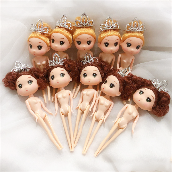 Bb búp bê set 10 tóc xoăn nâu+ vàng vương miện