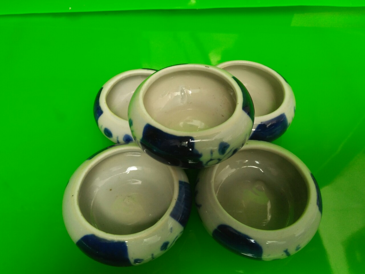 Combo 5 Cóng sứ đựng sâu cho chim men đẹp cao cấp