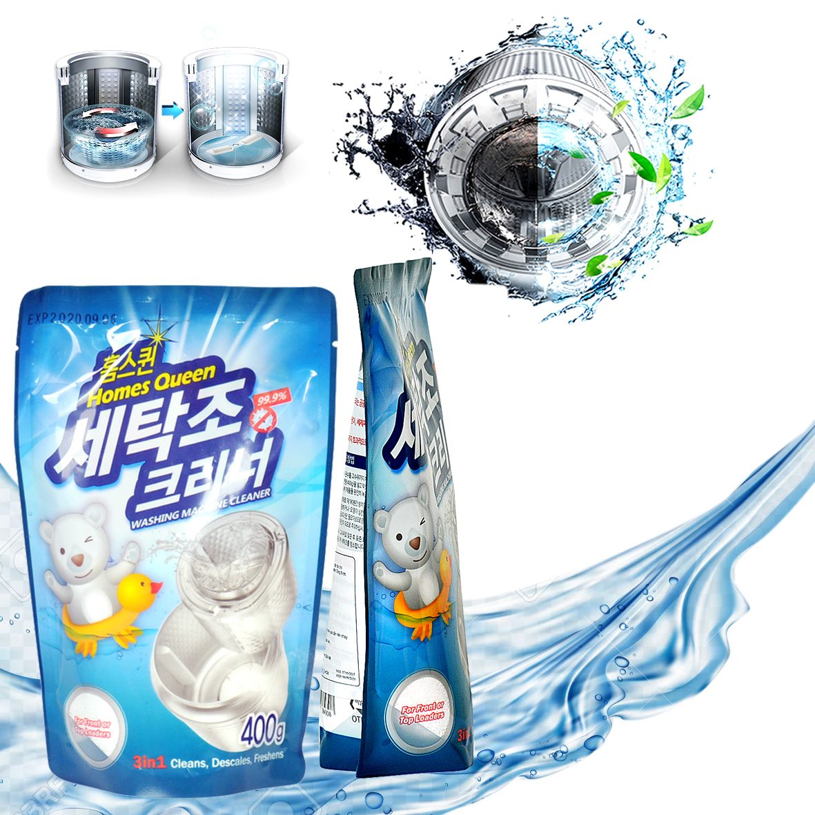 Combo 2 gói bột tẩy lồng máy giặt Homes Queen Hàn Quốc