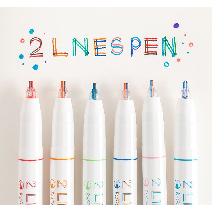 Bộ 6 bút ghi chú 2 lines pen 0.5mm 2 ngòi cao cấp h106
