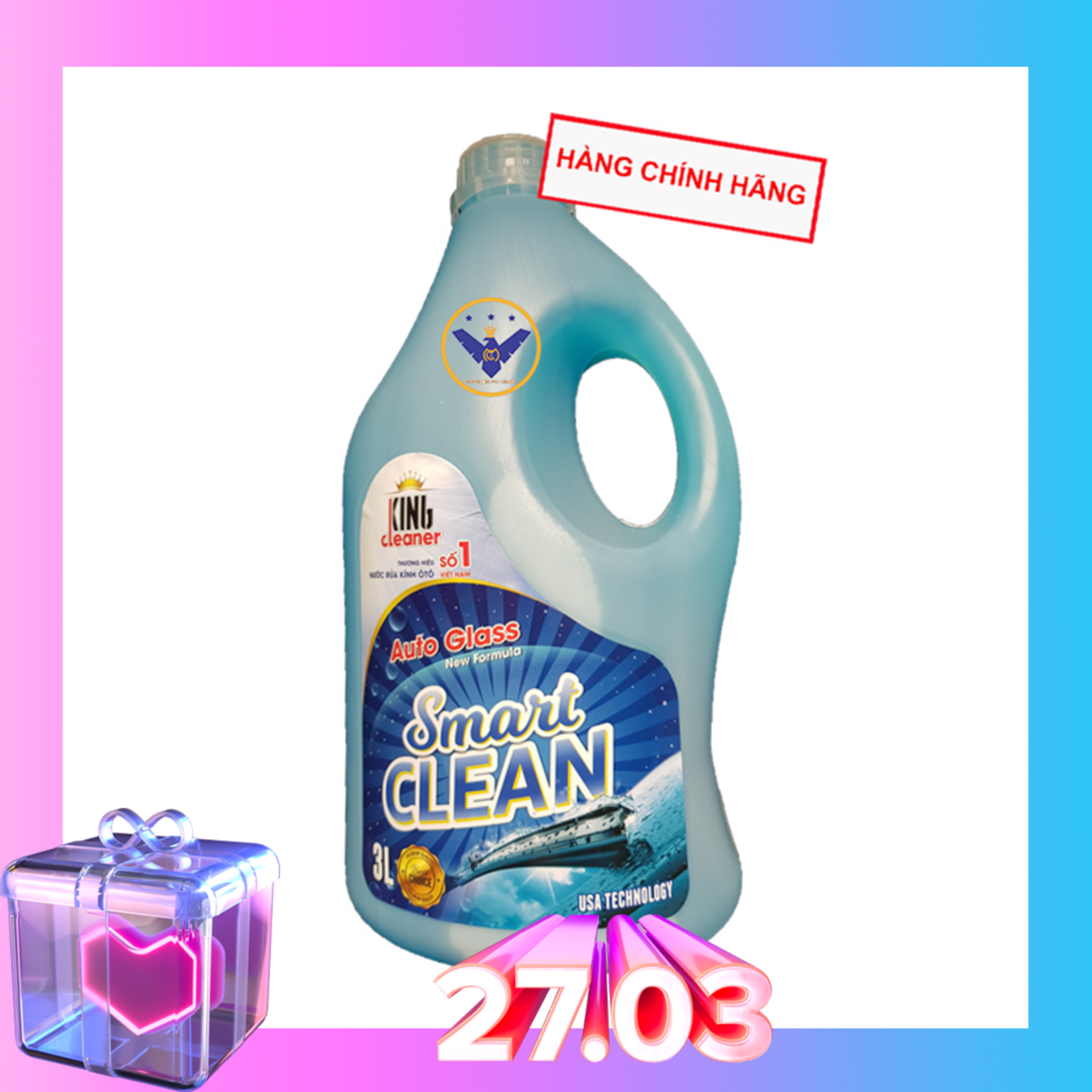 Nước rửa kính ô tô siêu sạch đậm đặc KING CLEANER bình 3L