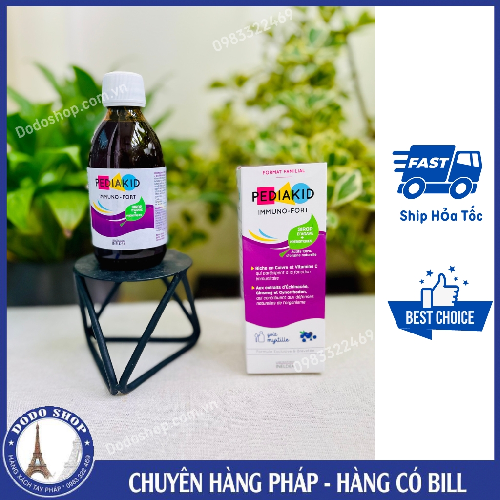 Siro Pediakid Immuno Fort tăng sức đề kháng chai to 250ml giúp bé khỏe mạnh, ít ốm vặt_Dodoshop.com.vn