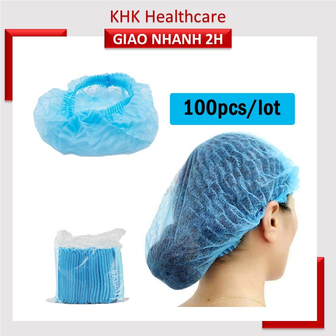 Nón phẫu thuật xanh PT Medical dùng trong spa, thẩm mỹ, phòng khám (bịch 100 cái/ chưa tiệt trùng)