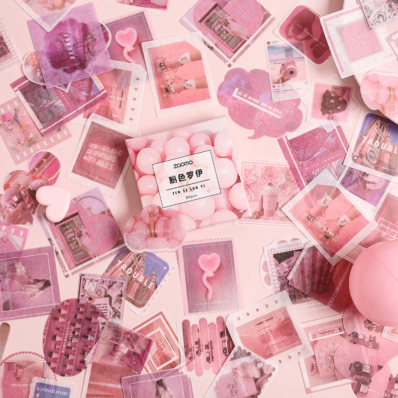 [HCM]Sticker - Hộp Lớn 80 stickers Big Size dán Zaomo Fen Se Lou Yi xinh xắn dễ thương trang trí sổ tay Planner nhật ký thiệp [ST80-B]
