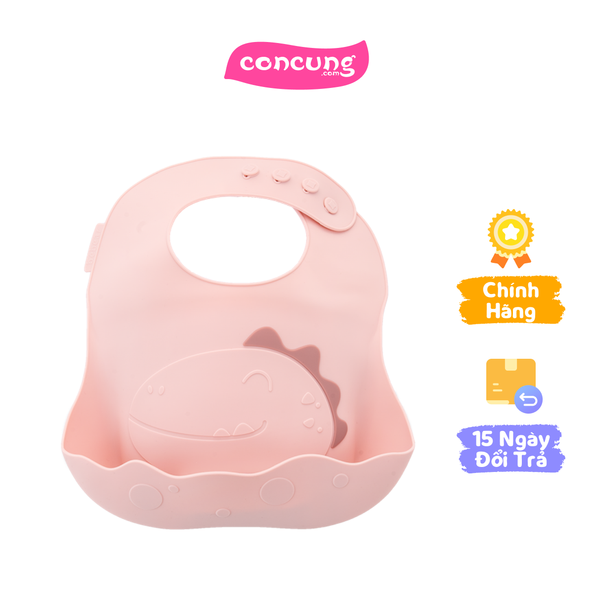 Yếm ăn dặm silicone Bebear (Hồng, BWF108)