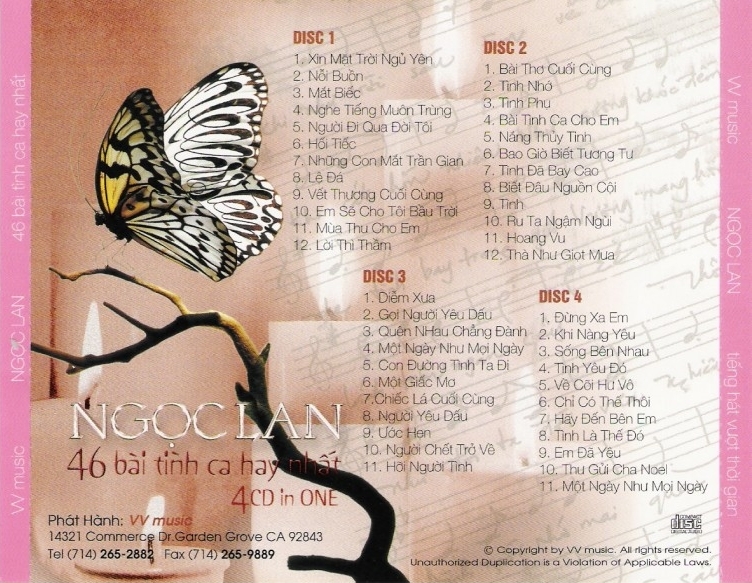 4 Cds with 46 Songs Selected by Ngoc Lan (Japanese Disc)