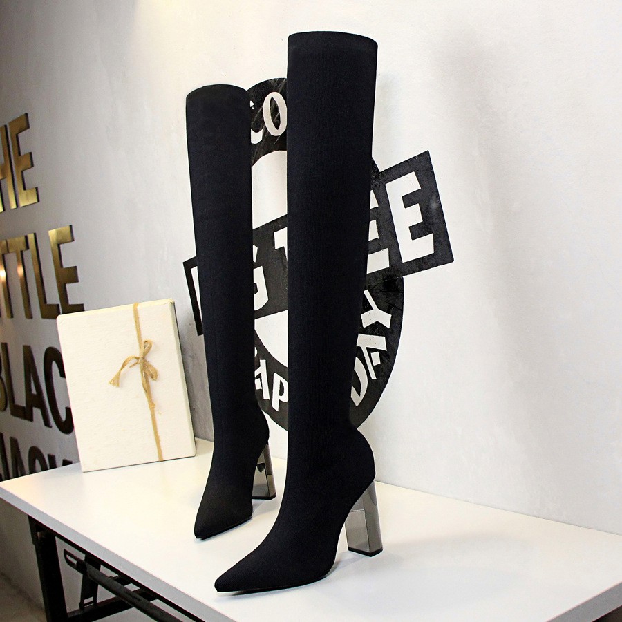 Bốt dài bigtree boot nữ lên mông đế vuông 9cm cao cấp 3128-1