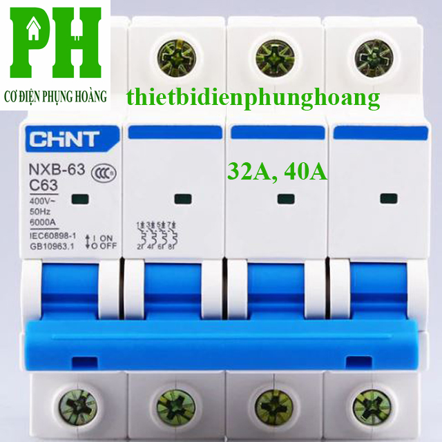 Aptomat - MCB CHINT 4 Pha (32A, 40A) loại NXB-63 6ka [CHÍNH HÃNG] [GIAO NHANH]