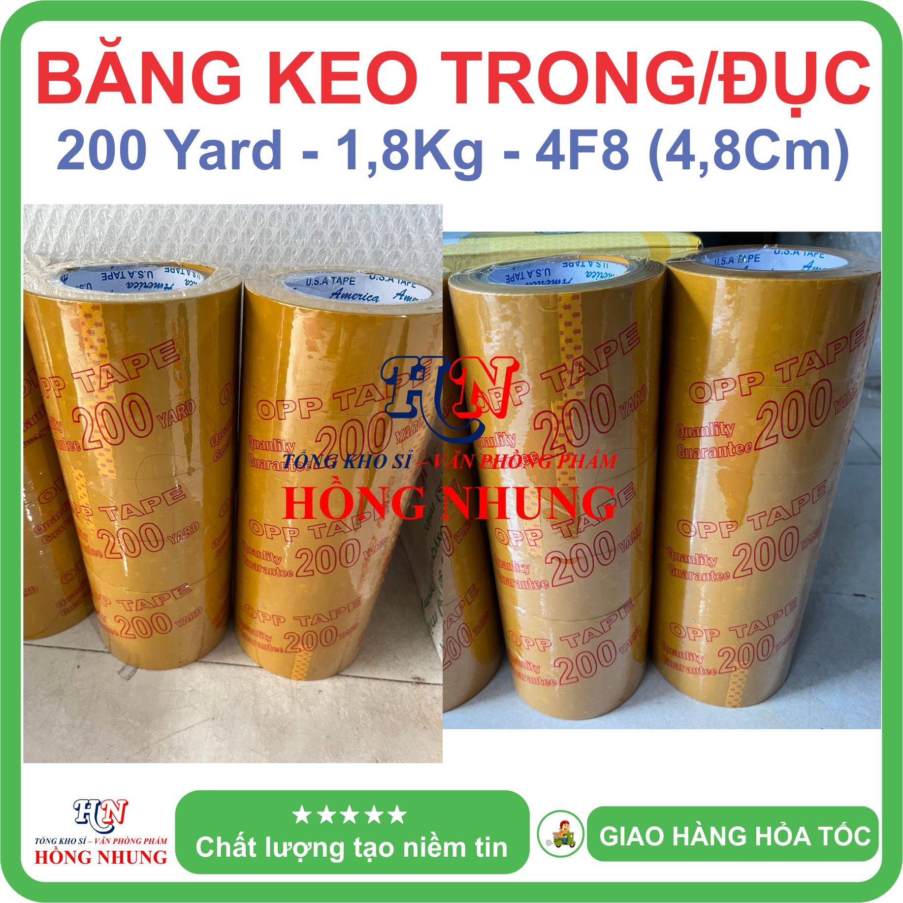 6 cuộn băng keo 200ya bản rộng 4,8f , chất keo siêu dính, giúp bạn đóng gói hàng hiệu quả