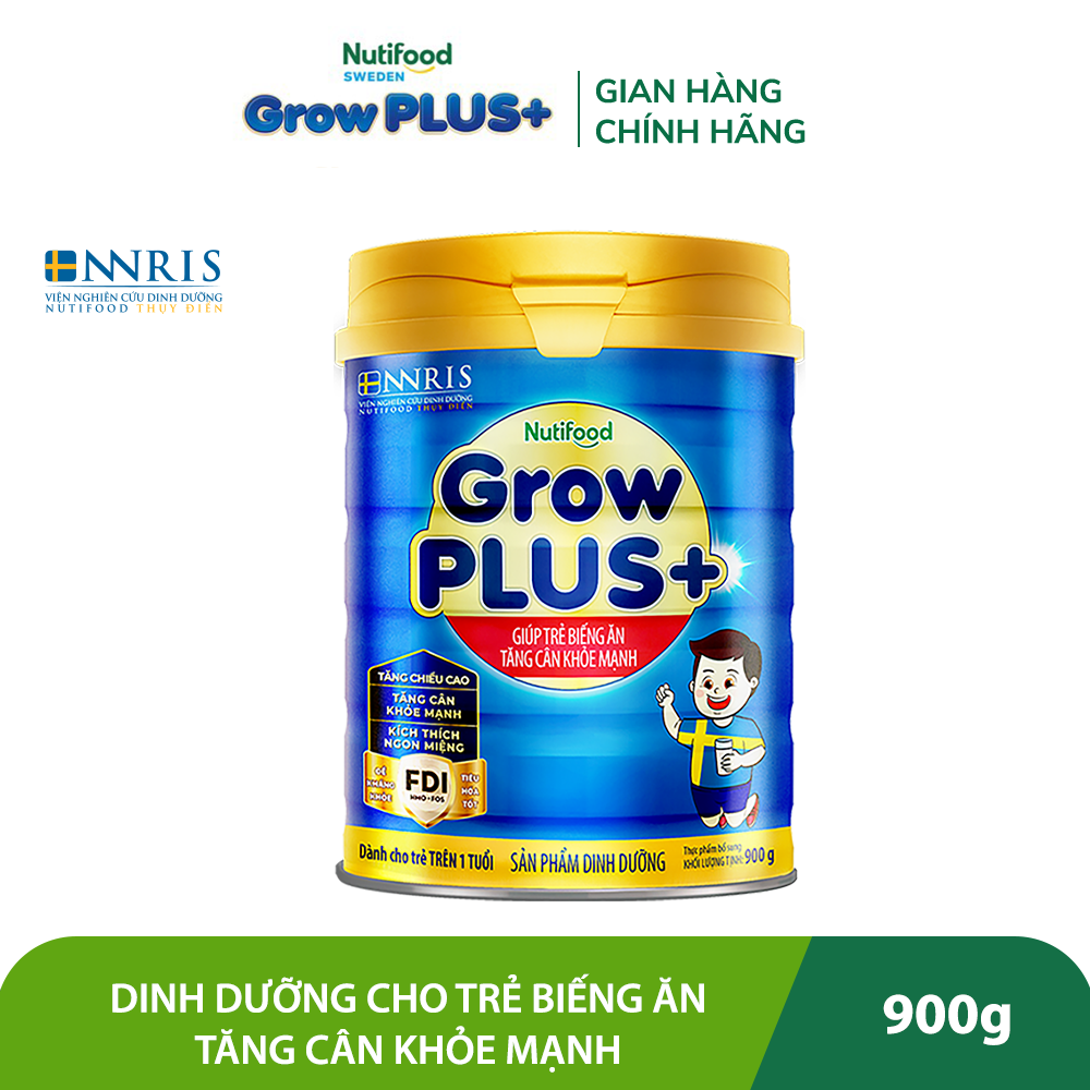 Sữa Bột Nutifood GrowPLUS+ Biếng Ăn (Xanh) - Hỗ Trợ Kích Thích Ngon Miệng, Tăng Cân Khỏe Mạnh (Lon 900g)