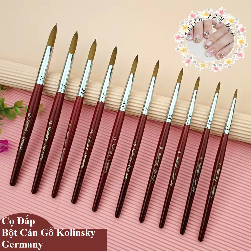 Cọ Đắp Bột Nail Size 16 Cán Gỗ Kolinsky Germany