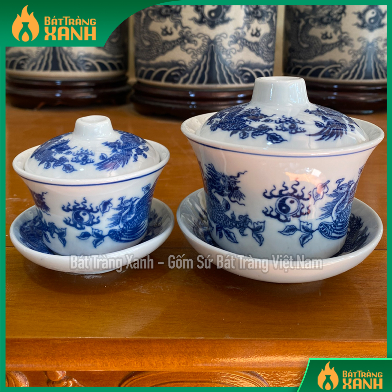 Bát Sâm (chén Sâm, chén Khải) thờ Bát Tràng, Bát Trà Sâm men lam, men trắng