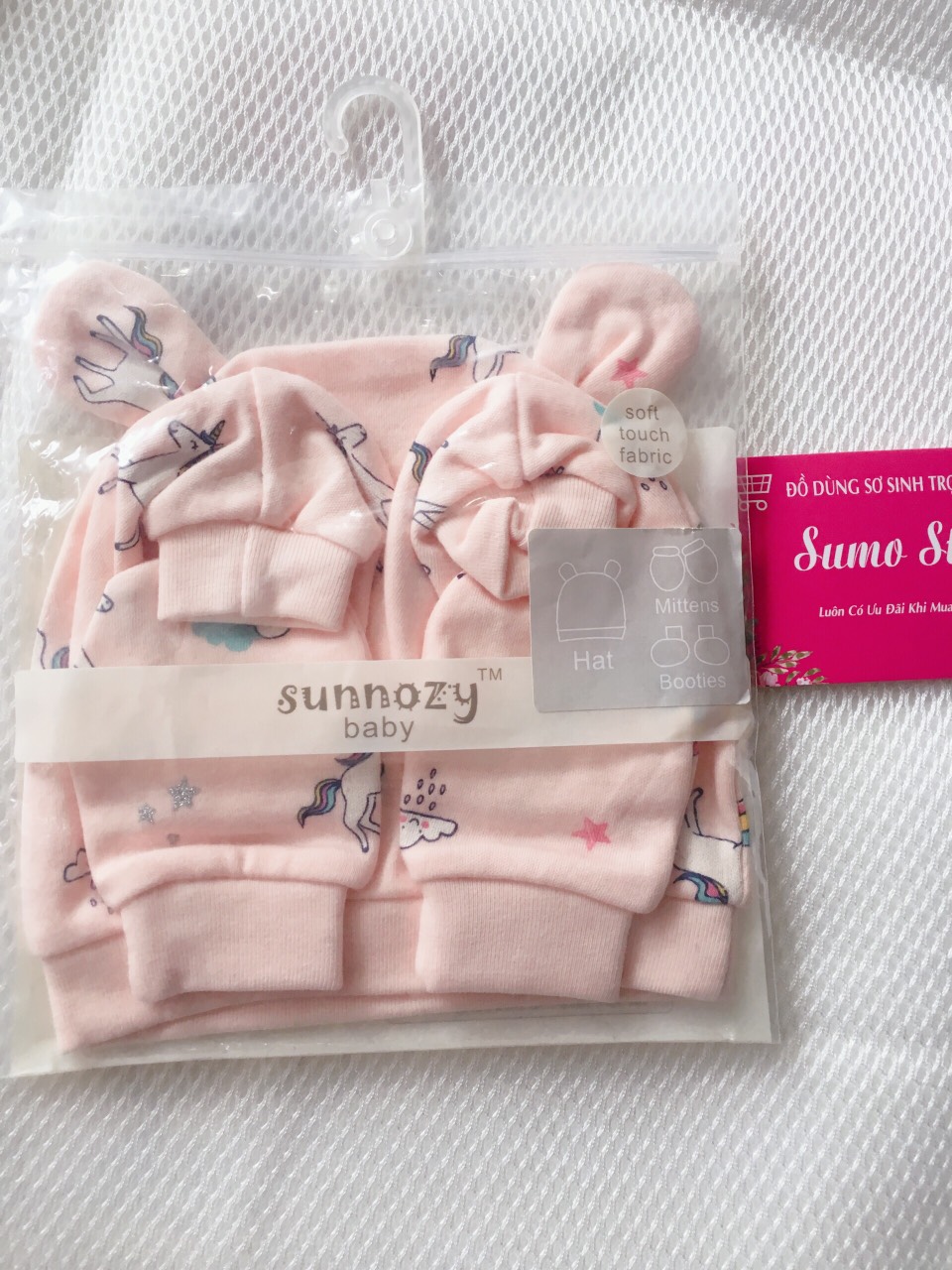 Set nón bao tay chân sơ sinh sunnozy