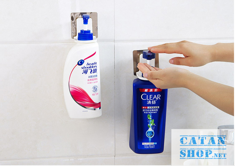MÓC DÁN TƯỜNG TREO BÌNH NƯỚC RỬA TAY, DẦU GỘI, SỮA TẮM CÓ VÒI XỊT SIÊU CHẮC GD293-Mocbinhxit
