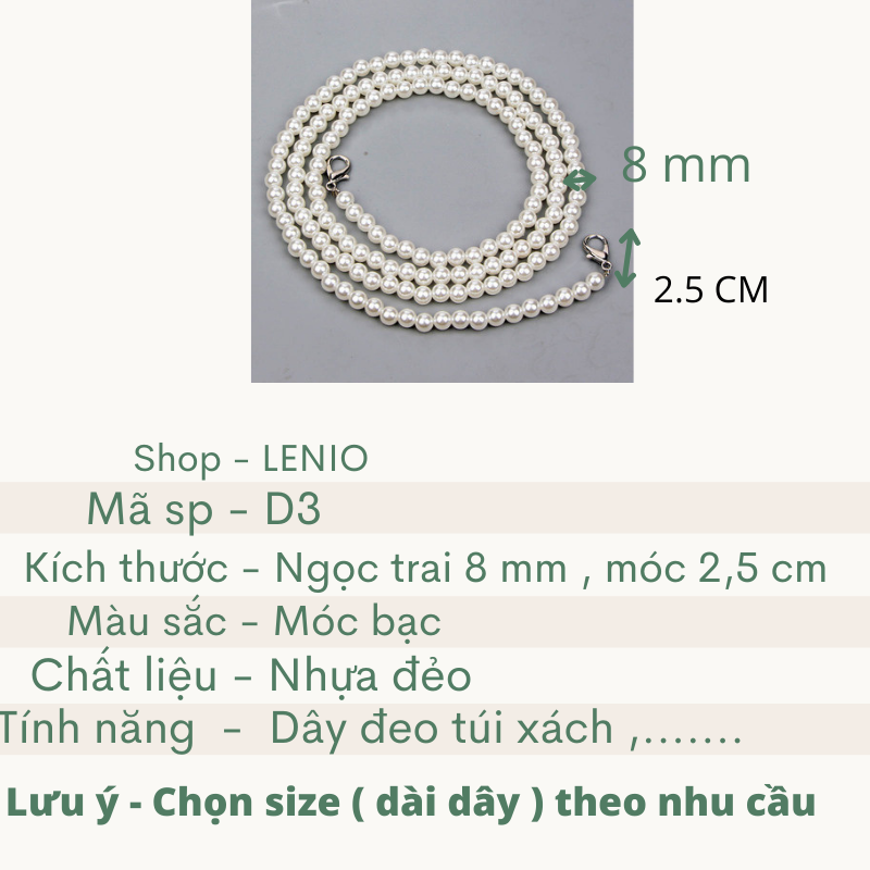 Dây đeo túi xách ngọc trai thay thế LENIO DNTD4