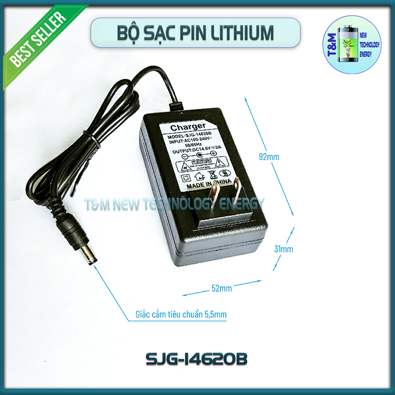 Bộ sạc pin Lithium 4s 14,6V 2A