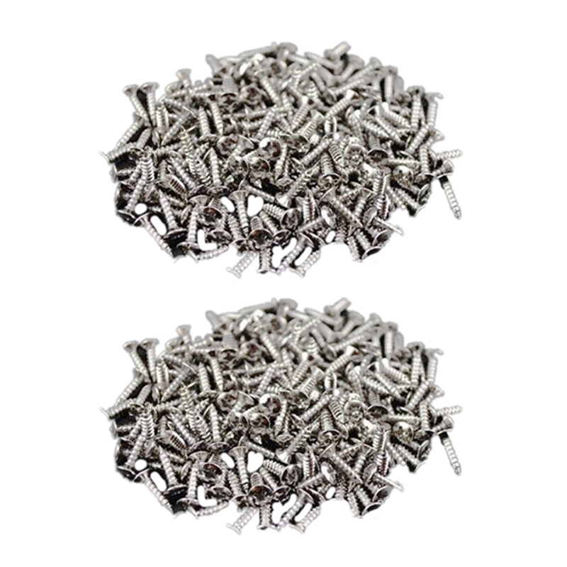 200pcs Guitar Pickguard Screws for Fender Strat/Tele Electric Guitar Bass silver