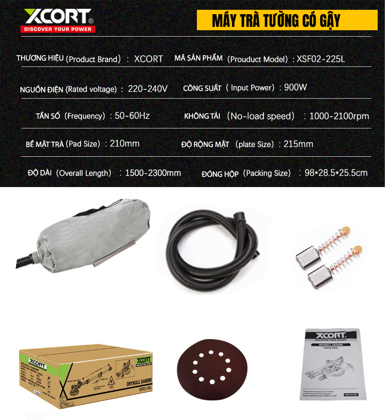 Máy chà tường cần dài 900W XCORT [CHÍNH HÃNG]