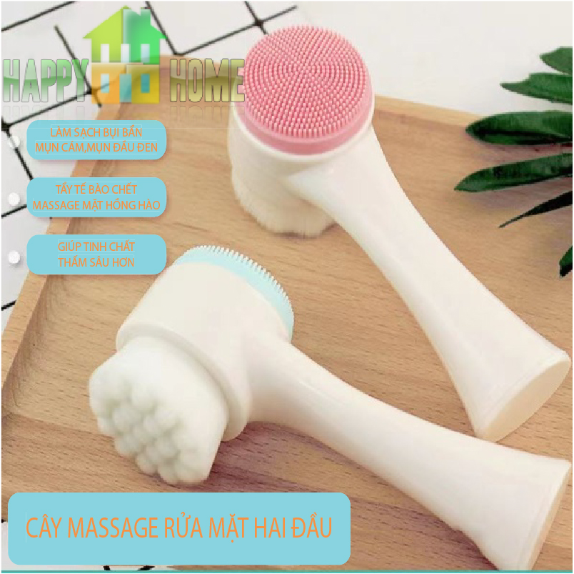 Cọ rửa mặt 2 đầu massage mềm mại