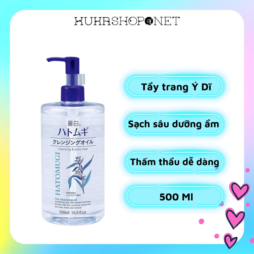 Nước tẩy trang ý dĩ hatomugi cleansing & pore clear nhật bản 500ml dạng nước và dạng dầu