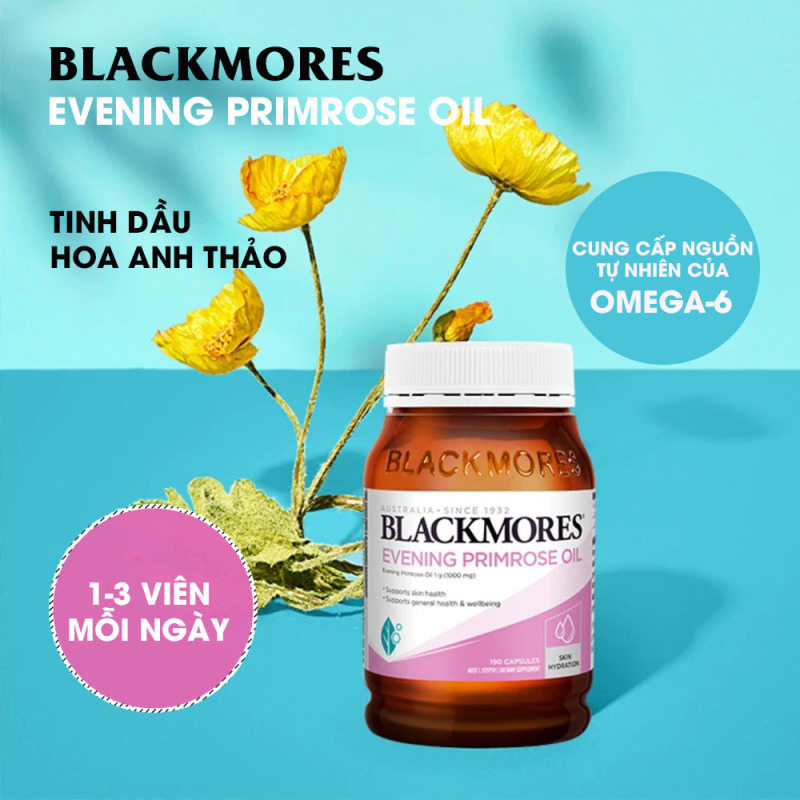 Blackmores Evening primrose oil 190v Tinh dầu hoa anh thảo Blackmore Úc, hỗ trợ cân bằng nội tiết tố nhập khẩu