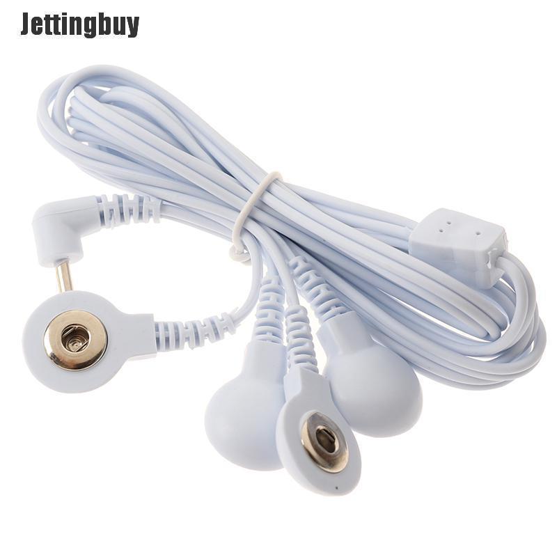 Jettingbuy 1 PC 4-Way Electrode Pads TENS Unit Lead Wires Cables Connection Massage Tools