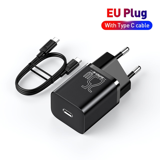 Bộ sạc nhanh Baseus Super Si 1C 25W Quick Charger Sets (PD/QC3.0 Quick charger, With Cable)- TZCCSUP