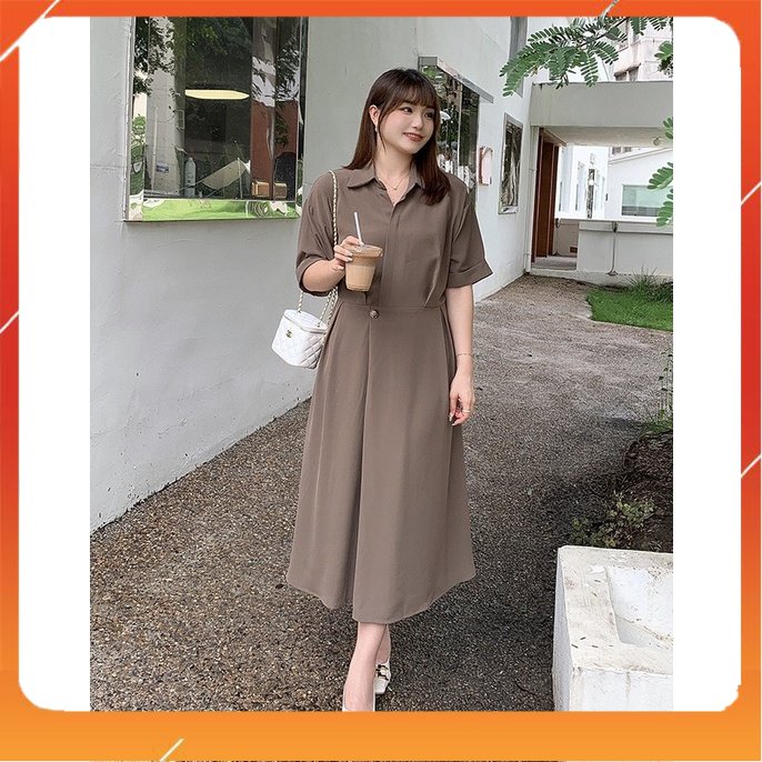 Đầm Big Size (50KG-95KG) Dáng Dài Cúc Eo Form Xòe