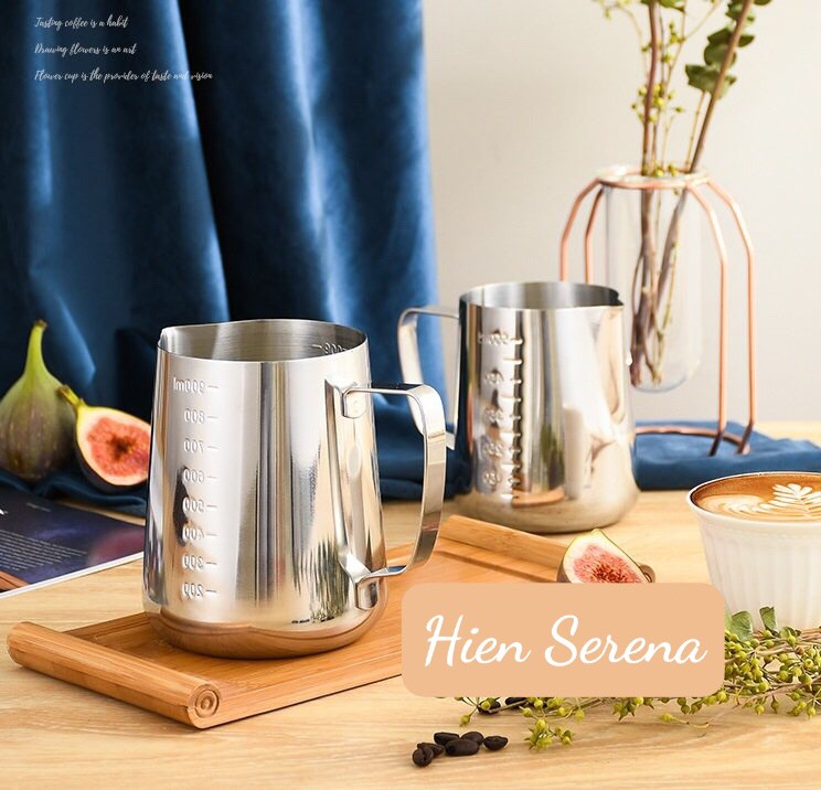 Ca đánh sữa inox (có vạch chia) 350ml - 550ml - 900ml ( inox 304)