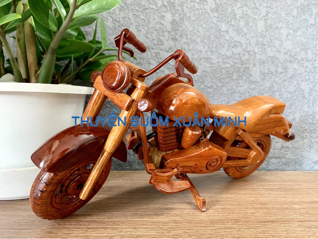 Xe mô hình trưng bày | xe mô tô gỗ harley davidson fxstb cruiser | size lớn 34cm