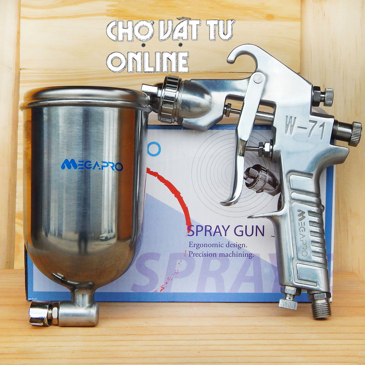 Súng phun sơn khí nén W71 chính hãng Megapro đầu phun 1.3mm, 1.5mm