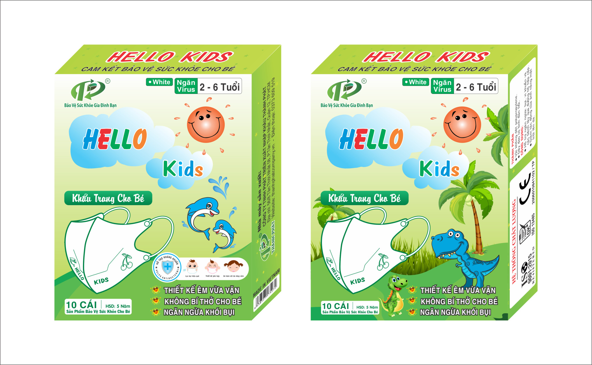 [HCM][Hộp 10] Khẩu Trang Hello Kids 3D cho bé - Màu trắng