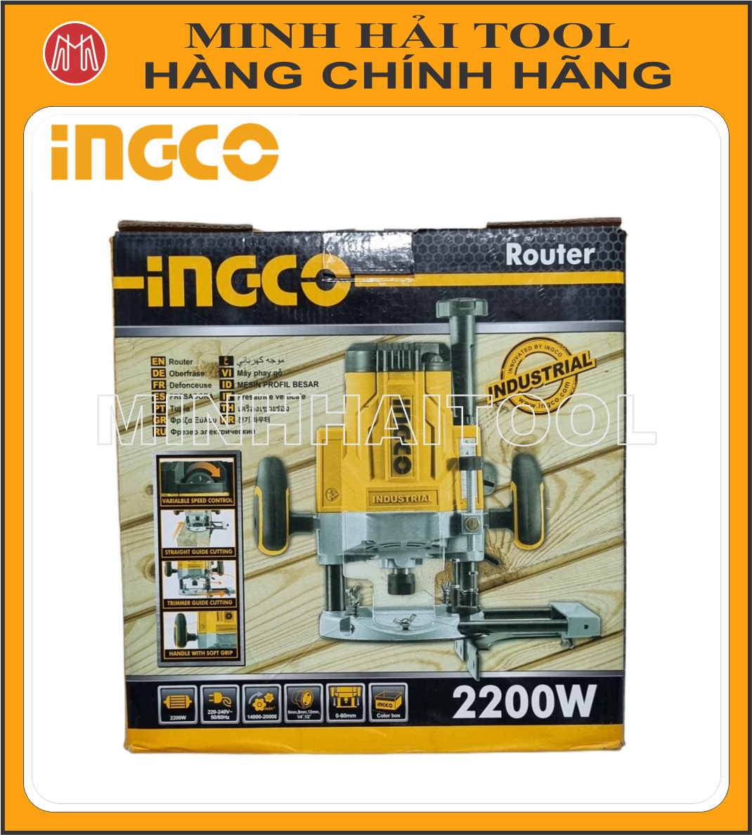 Máy phay gỗ 2200w INGCO RT22008