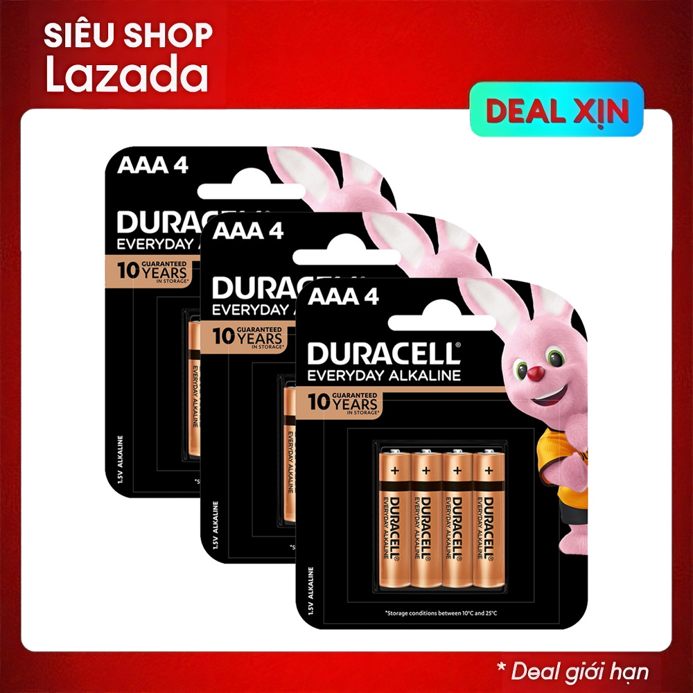 Pin AAA Duracell vỉ 4 viên Alkaline Everyday