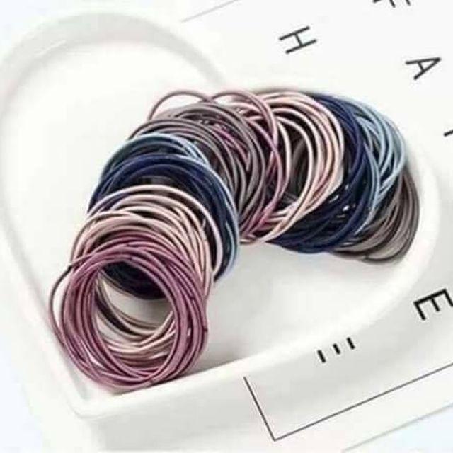 Set 100 dây chun buộc tóc trơn các màu
