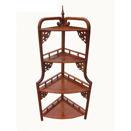 Kệ góc gỗ Gụ 4 tầng- 120x61x37 , kệ gỗ trang trí trong phòng , kệ góc trang trí