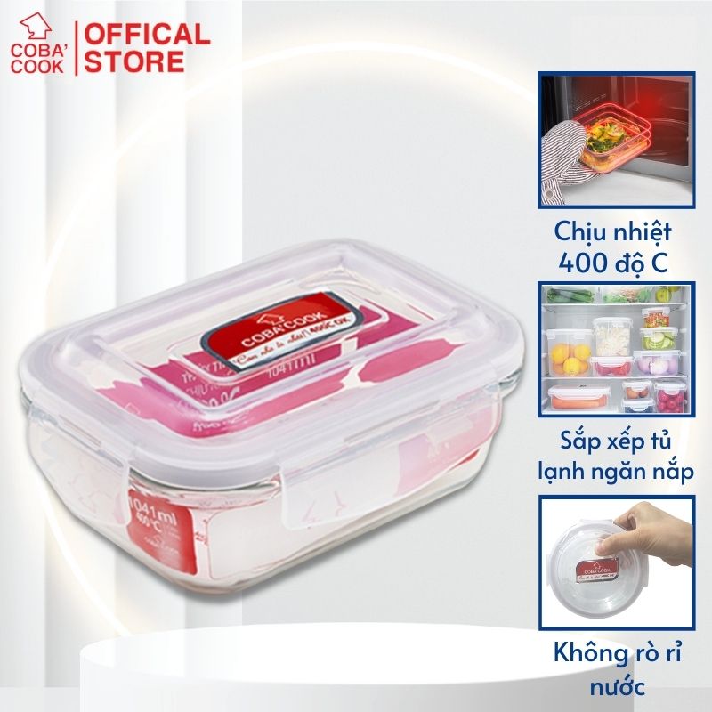 Rectangular office lunch box glass lunch box microwave oven food container