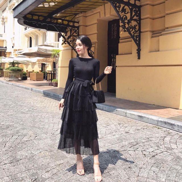 Chân váy 3 tầng dáng dài