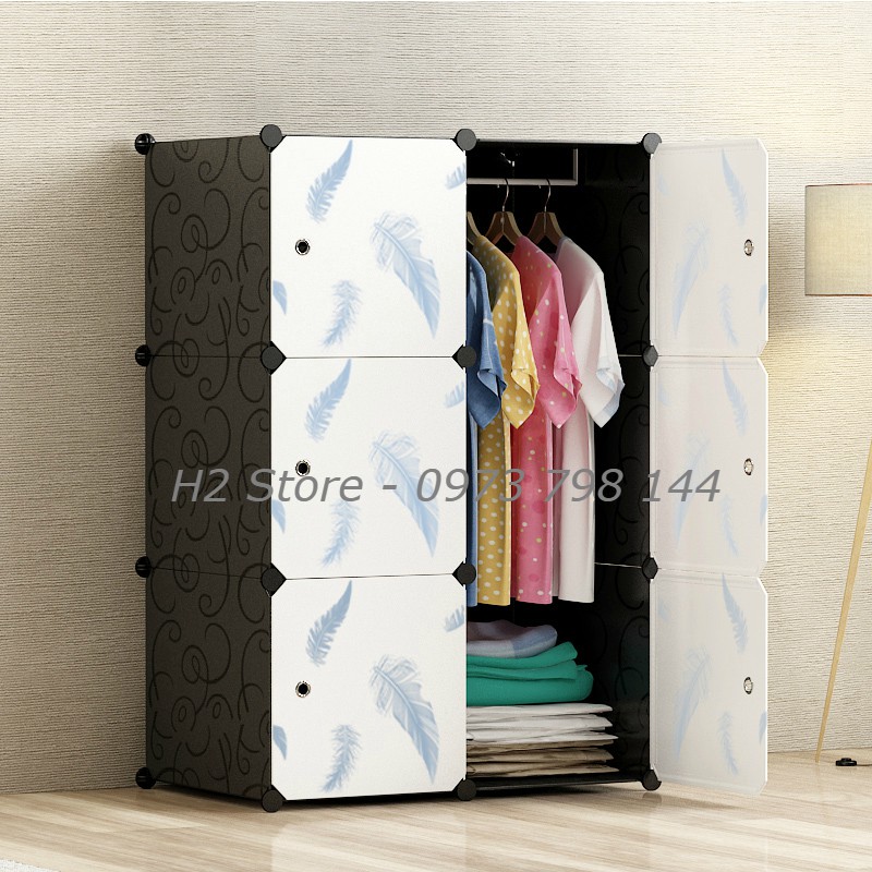 XƯỞNG TỦ NHỰA ĐA NĂNG GIÁ RẺ ĐỂ QUẦN ÁO CHO BÉ 6 Ô CỬA LÔNG VŨ LẮP GHÉP THÔNG MINH sâu 47cm