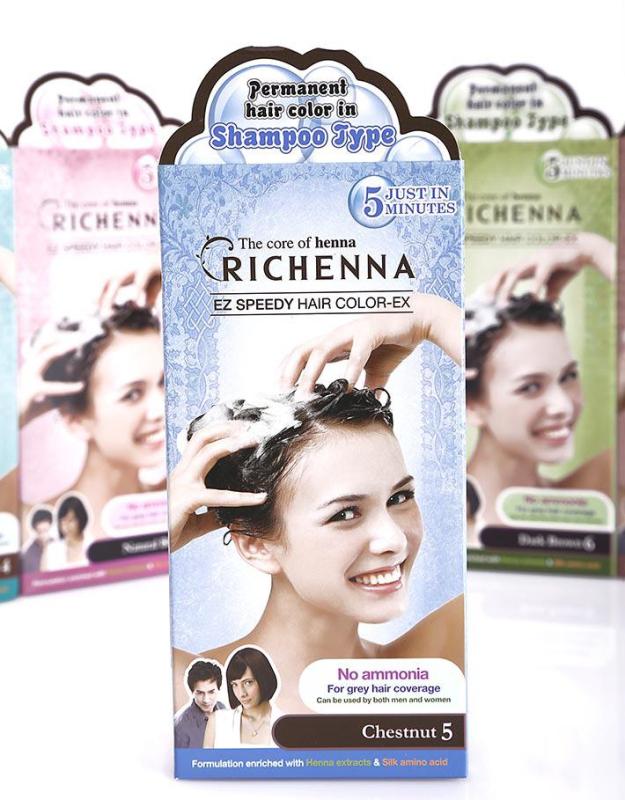 Nhuộm tóc phủ bạc dạng gội Richenna EZ speedy hair color-EX 2 tuýp (60/60g)