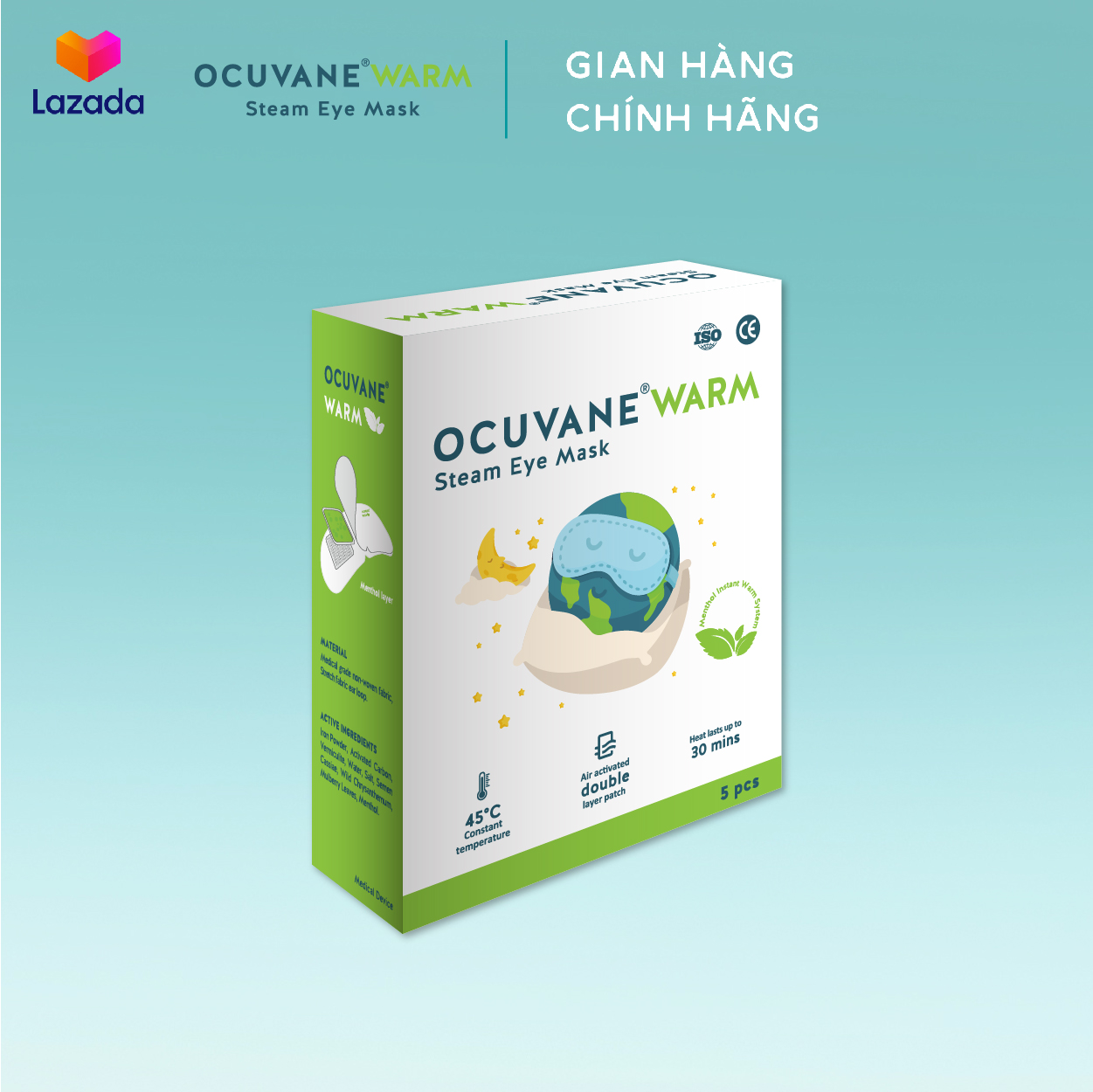 Miếng chườm ấm mắt hơi nước thảo dược Ocuvane Warm